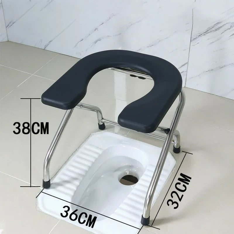 U Shape Pregnant Women Elderly Toilet Stool Bathroom Chair Folding Stainless Steel Bath Seat Stable Anti-Skid Toilet Foot Rest