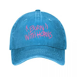 MGK Born With Horns Outfits Men Women Baseball Cap Machine Gun Kelly Distressed Denim Washed Trucker Hats