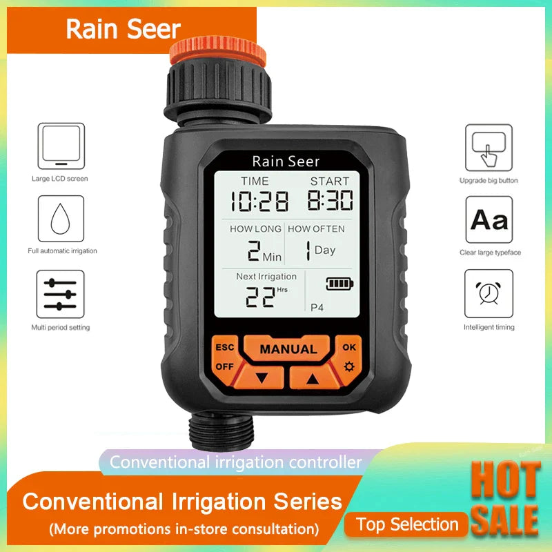 Rain Seer Large LCD Display Water Timer Waterproof IP65 Home Garden irrigation Rainfall Timer Automatic Controller System