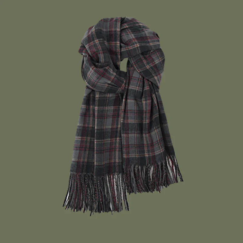 New 2023 Imitation Cashmere Women Scarf Winter Preppy Style Vintage Plaid Scarve Pashmina Mujer Foulard Blanket Wrap Shawl Pareo