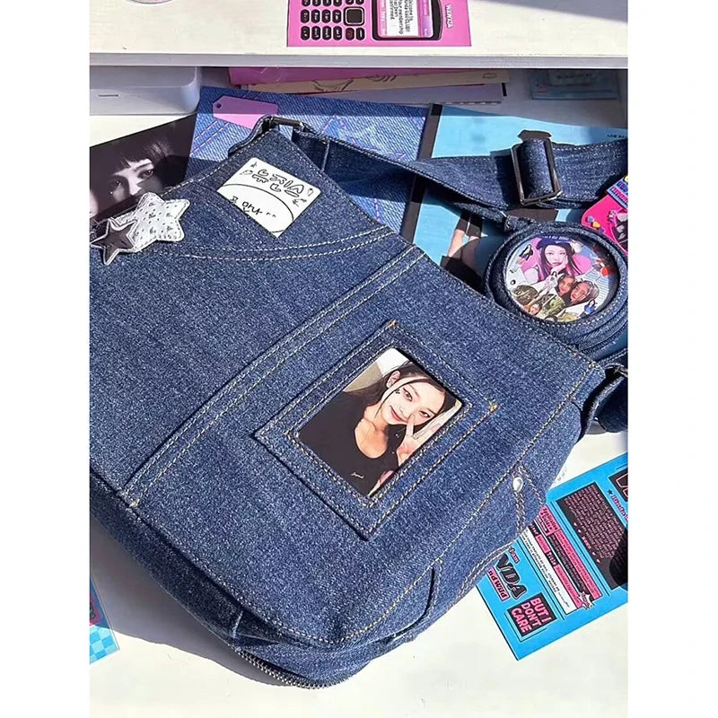 Richme Idol Card Women Ita Bags Fashion New Denim Subculture DIY Crossbody Shoulder Bags Harajuku Korean Style Bolso Mujer