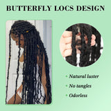 Kaylss 48" Full Double Lace Knotless Locs Braided Wigs for Women Black Butterfly Large Triangle Knotless Twisted Cornrow Braide