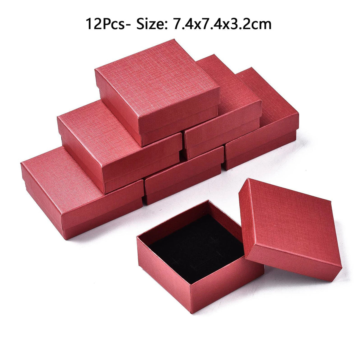 pandahall Cardboard Jewelry box Set Gift Boxes for Earrings Ring Necklace Packing jewelry organizer Display Boxes 9x7x3cm 12pcs