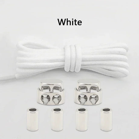 1Pair Round Elastic Laces Sneakers Lock Shoe Laces Without Ties Metal Buckle Laces Kids Adult No Tie Shoelaces Shoes Accessories