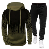 2023 Sportswear Men's casual Hoodie pants 2-piece autumn and winter jogging splash ink long sleeve splash ink sweater suit S-4XL