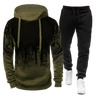 2023 Sportswear Men's casual Hoodie pants 2-piece autumn and winter jogging splash ink long sleeve splash ink sweater suit S-4XL