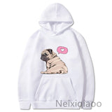 Plus Size Kawaii Cartoon Pug Dog Print Hooded Sweatshirt Women Men Hoodies Harajuku Female Pullover Casual Clothes Tops