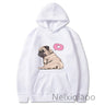 Plus Size Kawaii Cartoon Pug Dog Print Hooded Sweatshirt Women Men Hoodies Harajuku Female Pullover Casual Clothes Tops