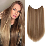 Synthetic Hair Extension No Clip Natural Hair Piece Ombre Fake False One Piece Straight Hairpiece Blonde For Women