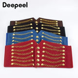 Deepeel 10cm Wide Women Fashion Slim Corset Cummerbunds Elastic Belts  Rivet Waistband Female Coat Fur Hige Waist Belt Accessory