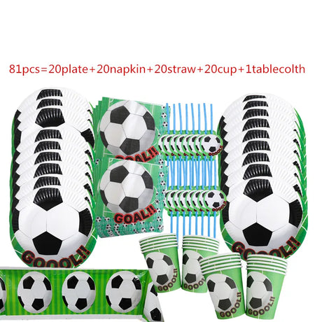 Green Football Birthday Party Decorations Kids Disposable Tableware Set Baby Shower 10-20 People Sport Game Party Decor Supplies