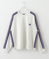 New style  Purple Stripe Needles Sweatpants Men Women White Embroidered Butterfly Awge Needles Drawstring Track Pants