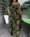 Wmstar Plus Size Women's Sleeveless Summer Dresses Oversize Halter Print Camouflage Casual Long Dress Wholesale Dropshipping