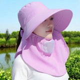 Wide Brim Sun Hat Hot Sale Sunscreen and Shading Shawl Shawl Mask UV Protection Adjustable Women's Ponytail Hat Gift