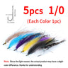 Elllv 1/0 - 4/0 Saltwater Fishing Fly EP Silky Fiber Streamers Aberdeen Fish Hook Artificial Lure Bait for Bass Pike Steelhead