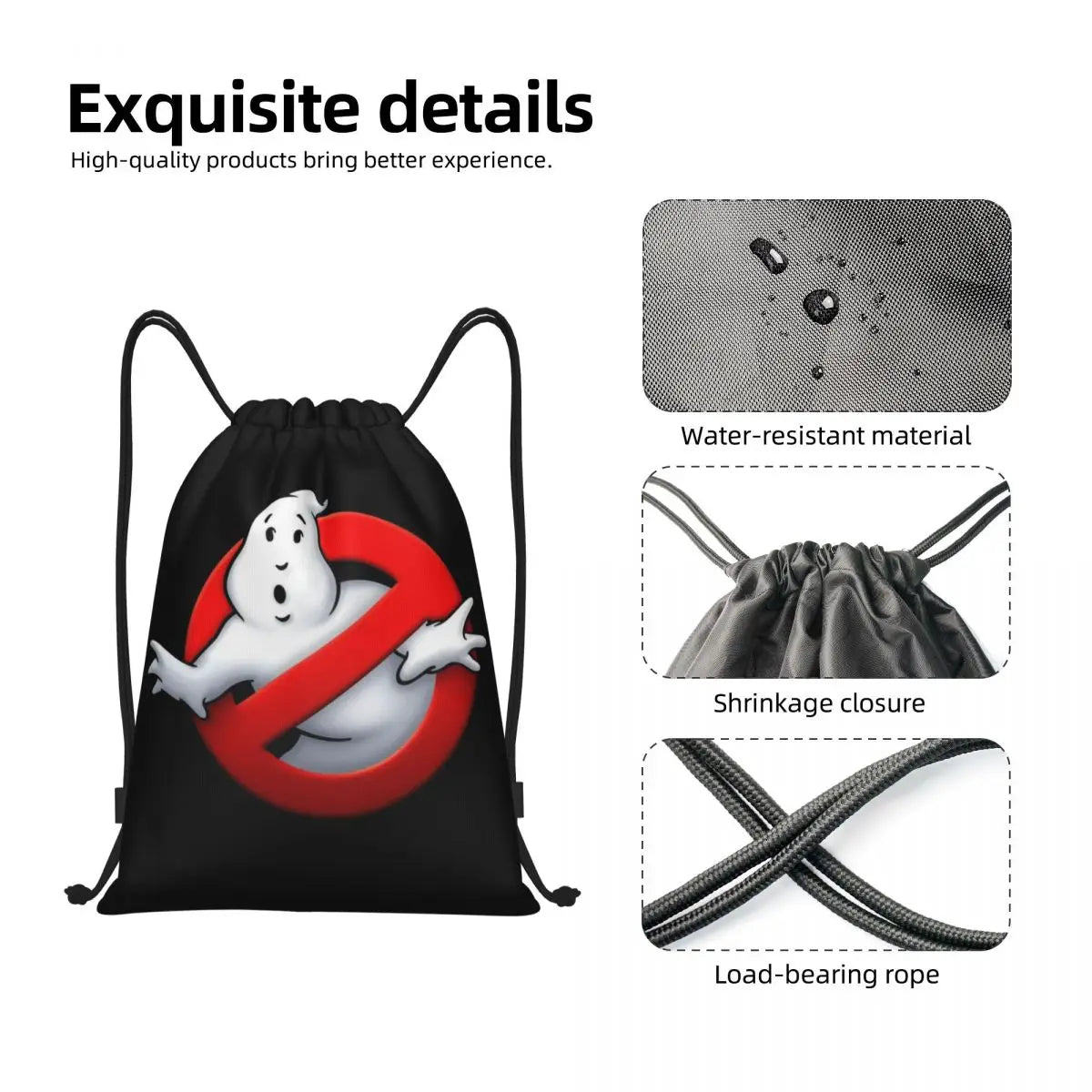 Ghost Buster Logo Drawstring Bags Women Men Portable Sports Gym Sackpack Supernatural Comedy Film Training Backpacks