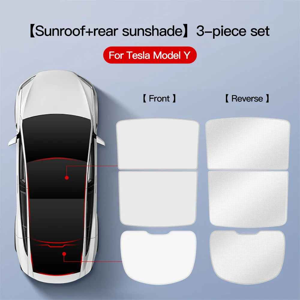 YZ For Tesla Model 3 Y 2021-2023 sun visor for car Upgrade Ice Cloth Buckle Sun Shades Glass Roof Skylight Vehicle