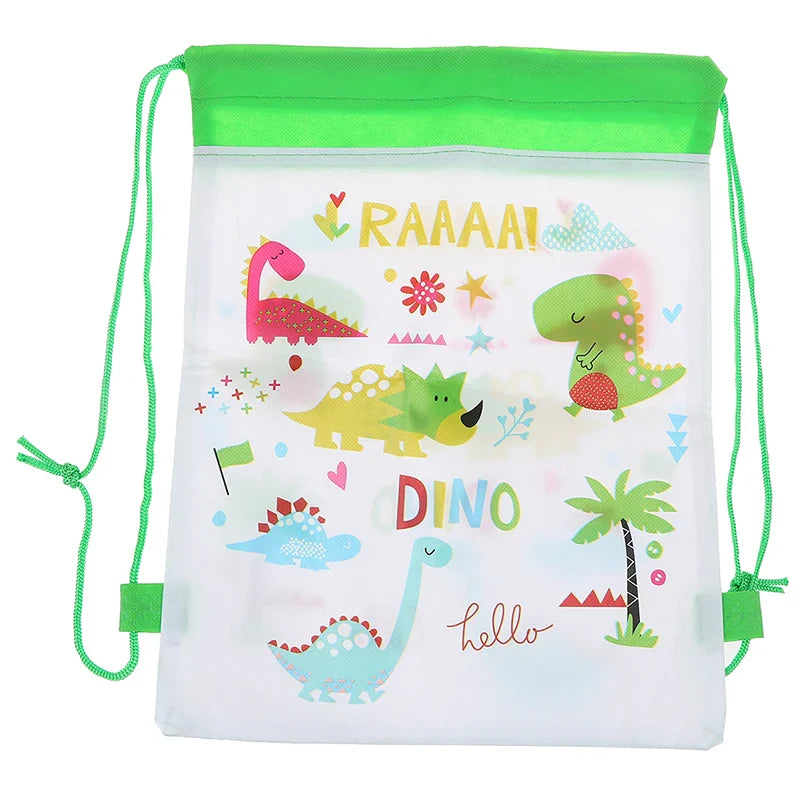 Cartoon Dinosaur Drawstring Bags Kids Drawstring Backpack Children Clothings Organizer Pouch Laundry Bag School Backpack