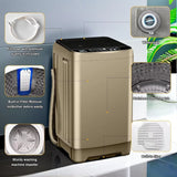 15.6lbs Full-Automatic Washing Machine, Portable Compact Laundry Washer with Drain Pump, 10 Programs 8 Water Levels , Dark-Gold