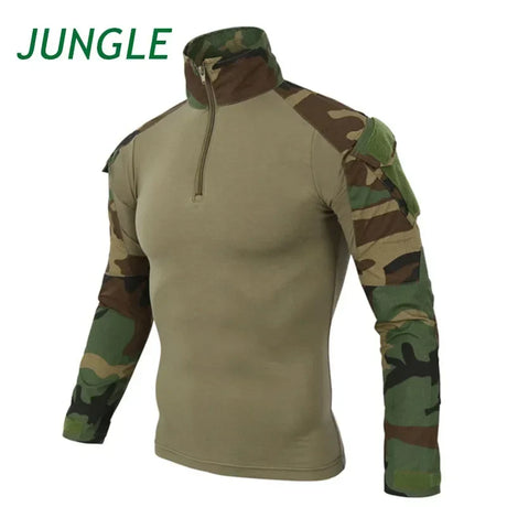 Combat Uniform Shirt Camouflage US Asian Size S-3XL Cargo Sport Tops Airsoft Paintball Tactical Men Shirts