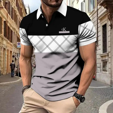 Striped Polo Shirt Men Polo Shirt Short Sleeve Top Casual Business Polo Shirt Men's Summer Clothing Quick Dry Fashion Polo Shirt