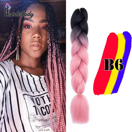 WonderLady 255 Color Long Colored Braiding Hair Jumbo Braids DIY Hairstyle Ombre Synthetic Hair Extensions For Women Braiding