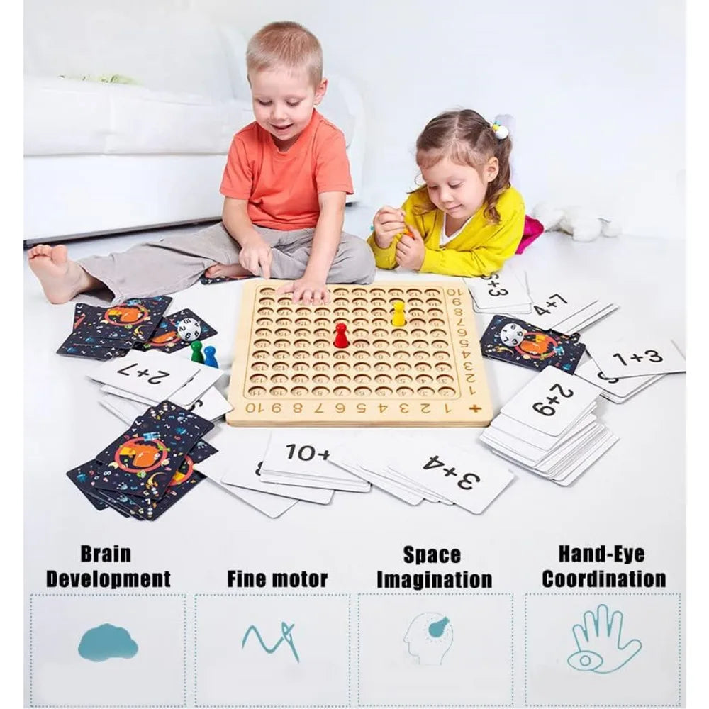 Montessori Multiplication Board Game Math Wooden Toys Kids Learning Educational Table With Flash Cards Counting Teaching Aids