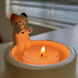 Cartoon Kitten Candle Holder Warming Its Paws Cute Grilled Cat Scented Light Holder Aromatherapy Candle Holder Desktop Decor