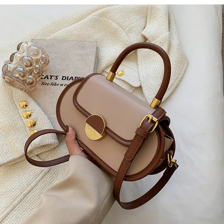 JIOMAY Saddle Shoulder Bag for Women 2023 Luxury Designer Handbags Female Fashion Purse Vintage Round Flap Tote Crossbody Bag