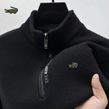 New high-quality Plush and Thickened Hoodie for Men's Winter Warmth T-shirt With Long Sleeves and Standing Collar Base Shirt Top