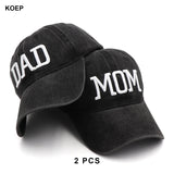 KOEP MOM And DAD Baseball Cap Fishing Caps Men Outdoor Women Washed And Worn Pregnancy Announcement Hats 3D Embroidery