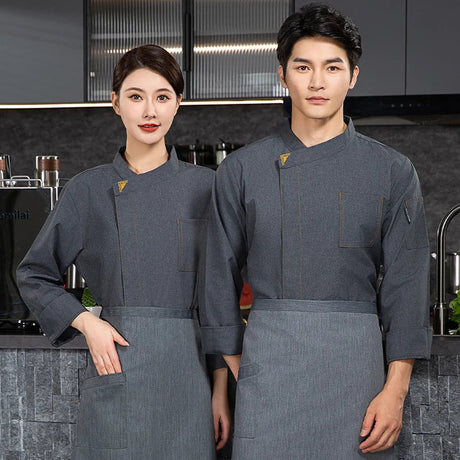 Chef coat long sleeve men chef jacket waiter T-shirt chef uniform restaurant chef coat Bakery Breathable Cooking clothes logo