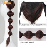 MEIFAN Synthetic Long Hair Lantern Bubble Ponytail Clip in Drawstring Brown Bubble Braids Natural Fake Pony Tail Hair Extensions