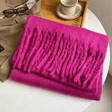 Luxury Cashmere Bright Solid Color Women Scarf Winter Shawl and Wrap Classic Tassel Female Foulard Thick Blanket Shawl Accessory