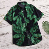 2023 New Hawaiian Red Leaf Tropical Shirts Floral Men Dazn Tops Summer Casual Short Sleeve Button Chemise Loose Vacation Beach