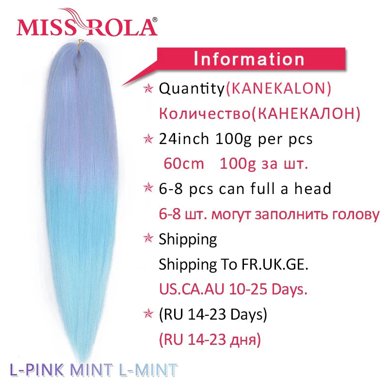 MISS ROLA Synthetic Kanekalon Hair Jumbo Braids 24 Inches100g Yaki Straight Hair Extension Pre Stretched Blonde Pink Wholesale