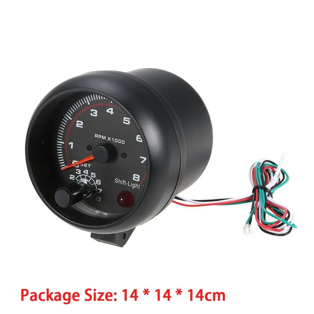 0-8000 RPM Pointer Tachometer Universal Automobile Modification Instrument Black Tachometer Gauge Interior Light Car Accessory