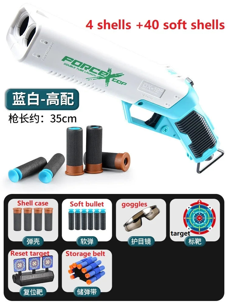 New Toy Gun Double-Barreled Soft Bullet Gun Toy Outdoor Sports Shotgun Simulated Shell Throwing Toy Adult Children Birthday Gift