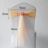 10pcs/lot Stretch Organza Chair Sash with Rose Ball Wedding Decoration Spandex Artifical Flower Fit All Birthday Party Show