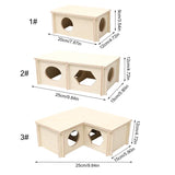 Hamster House Wooden Hideout Chamber Natural Wood Nest Habitat for Mini Gerbils Syrian Hamsters Junior Guinea Pigs