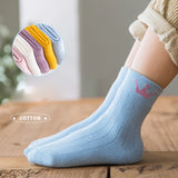 Kids Socks Girl Boy Fall Winter Thick Warm Cute Cartoon Baby 1-12Y Cotton Medium Tube Terry Socks 5 Pairs For Children