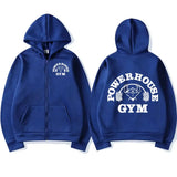 Powerhouse Gym Logo Zip Up Hoodie Harajuku Men's Geek Fitness Cardigan Loose Long Sleeve Punk Sports Sweatshirt Streetwear Male