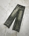 European and American Fashionable High-waisted Trousers Raw Edge Washed Jeans Men Street Loose Oversized Straight Wide-leg Pants