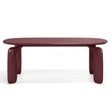 Luxury Dining Room Furniture Burgundy Painted Dining Tables Home Kitchen Solid Wood Table and Chair Italian Oval Conference Desk