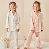 Children‘s Girl’s Lolita Turndown Collar Pajama Sets.Cotton Tops+Pants.Toddler Kids Lace Pyjamas set.Girl Sleepwear Loungewear