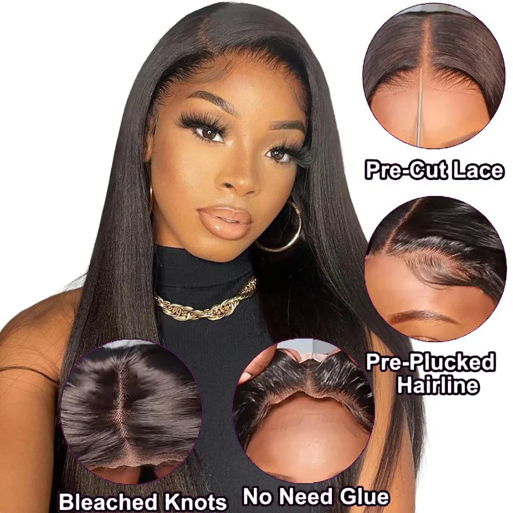 Straight Human Hair Wigs Glueless Wig Human Hair Ready To Wear 5X5 HD Lace Human Hair Lace Front Wig Brazilian Wig On Sale