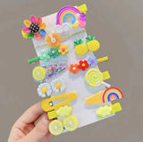 14Pcs/Set Cartoon Butterfly Rainbow Hairpin For Kids Girls Cute Sunflower Headwear Fragmented Hair Clip BB Clip Accessories Gift