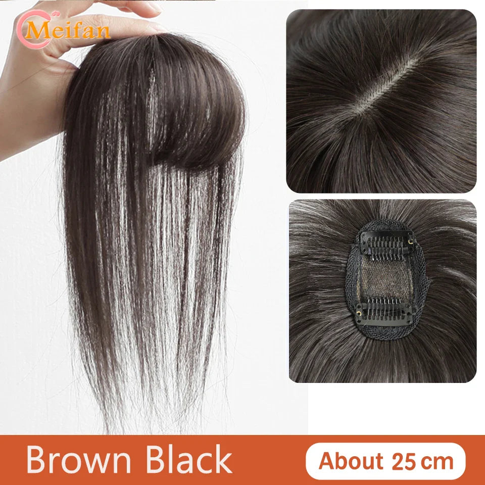 MEIFAN Synthetic False Bangs Clip-In Bangs Extension Natural Neat Fake Fringe Topper Hairpiece Invisible Clourse Hairpieces