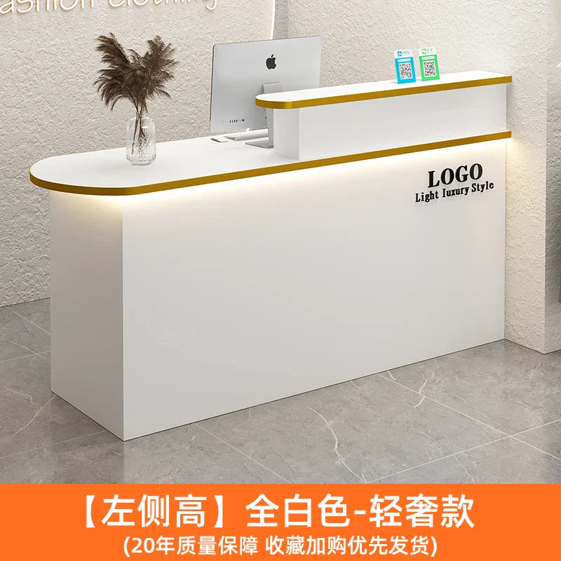 White Stylish Reception Desks Corner Light Bar Office Checkout Reception Desks Beauty Salon Mostrador Commercial Furniture