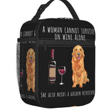 Custom Dachshund And Wine Funny Dog Lunch Bag Women Thermal Cooler Insulated Lunch Boxes for Children School